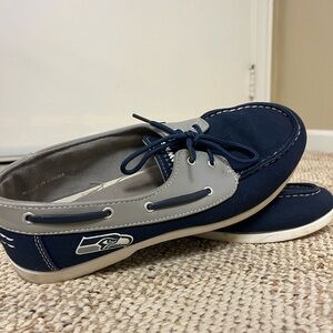 Men's Seattle Seahawks Navy and Gray Boat Shoes